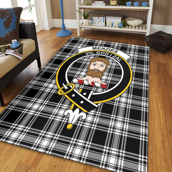 Menzies Black & White Modern Tartan Crest Area Rug