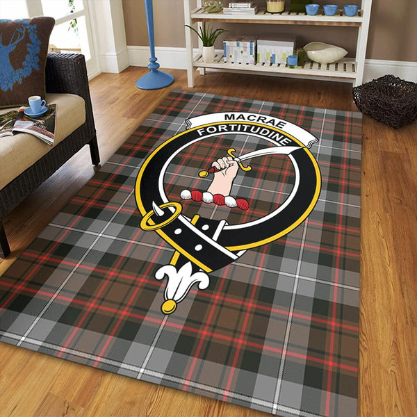 MacRae Hunting Weathered Tartan Crest Area Rug