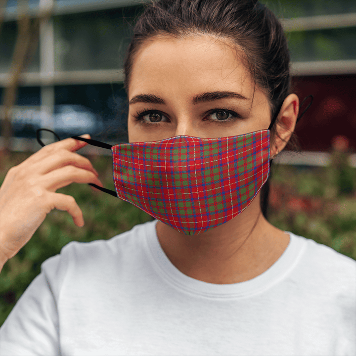 Celticprime Accessories - Shaw Red Modern Tartan Fabric Mask (With Filters)