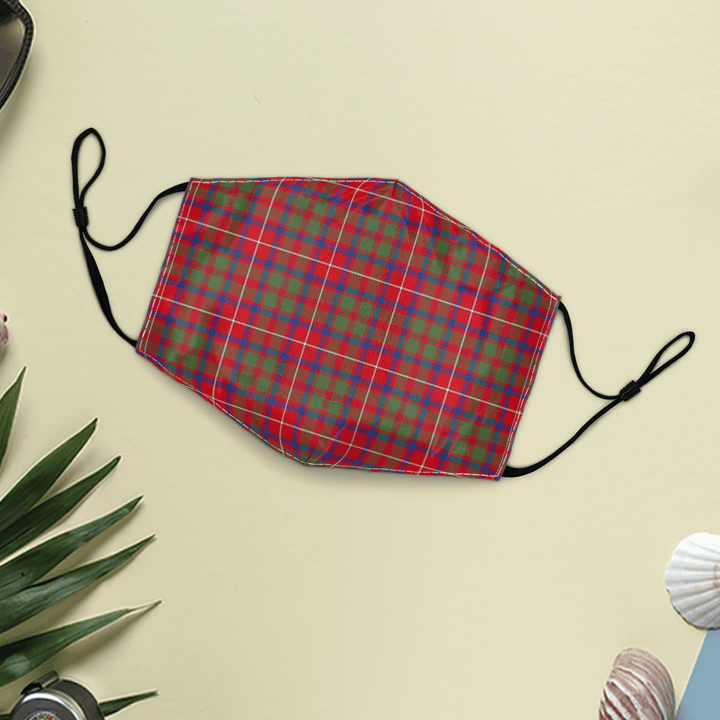 Celticprime Accessories - Shaw Red Modern Tartan Fabric Mask (With Filters)