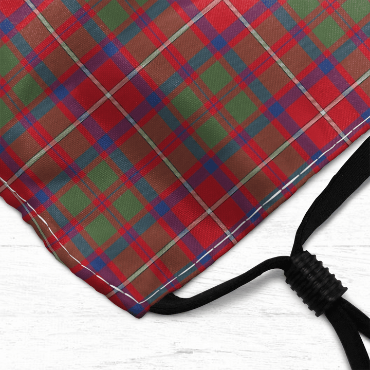 Celticprime Accessories - Shaw Red Modern Tartan Fabric Mask (With Filters)