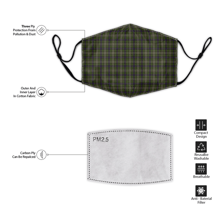 Celticprime Accessories - Davidson Tulloch Dress Tartan Fabric Mask (With Filters)
