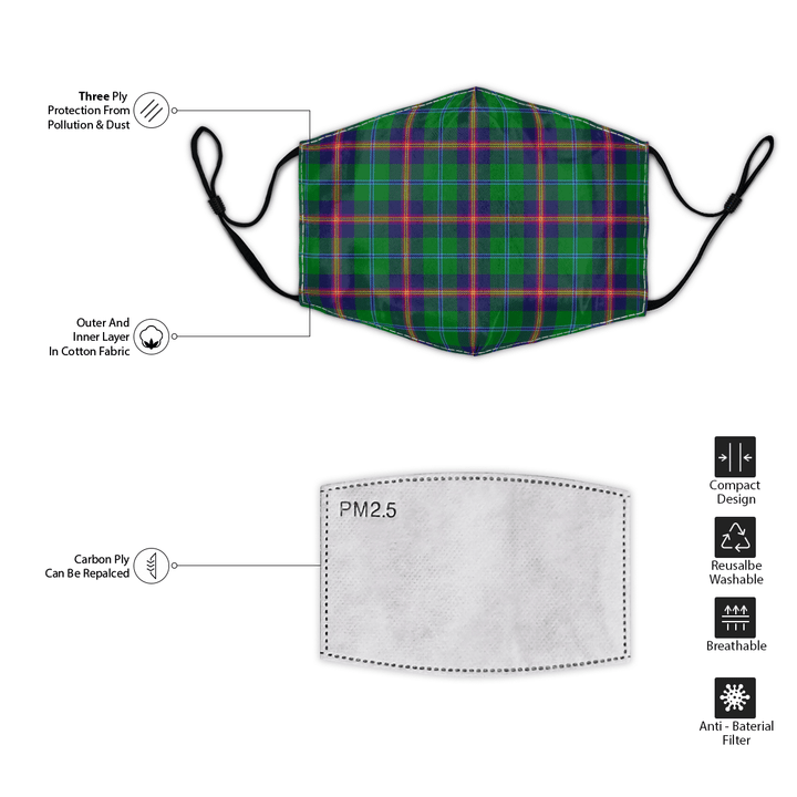 Celticprime Accessories - Young Modern Tartan Fabric Mask (With Filters)