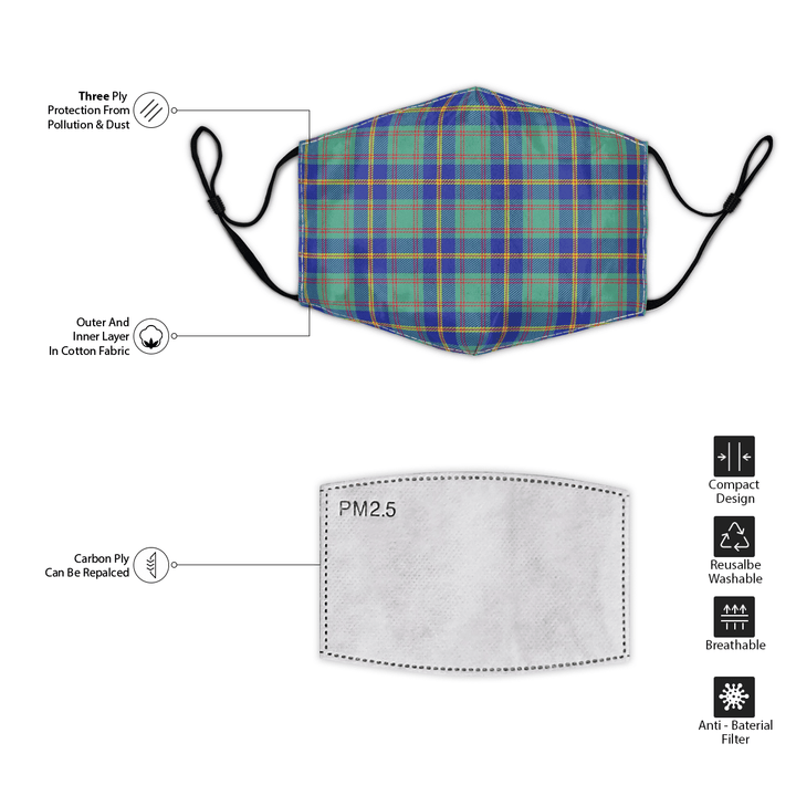 Celticprime Accessories - US Marine Tartan Fabric Mask (With Filters)