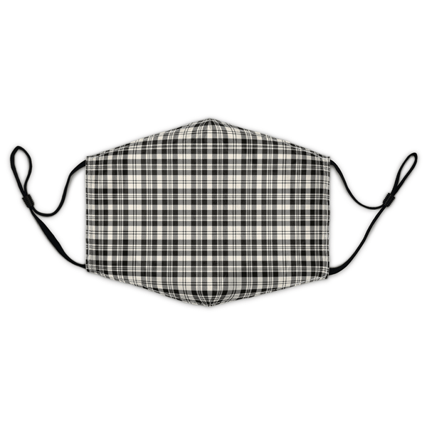 Celticprime Accessories - SCOTT BLACK & WHITE ANCIENT Tartan Fabric Mask (With Filters)