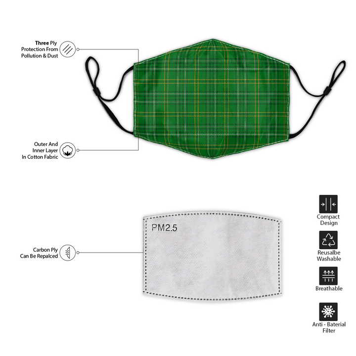 Celticprime Accessories - Wexford County Tartan Fabric Mask (With Filters)