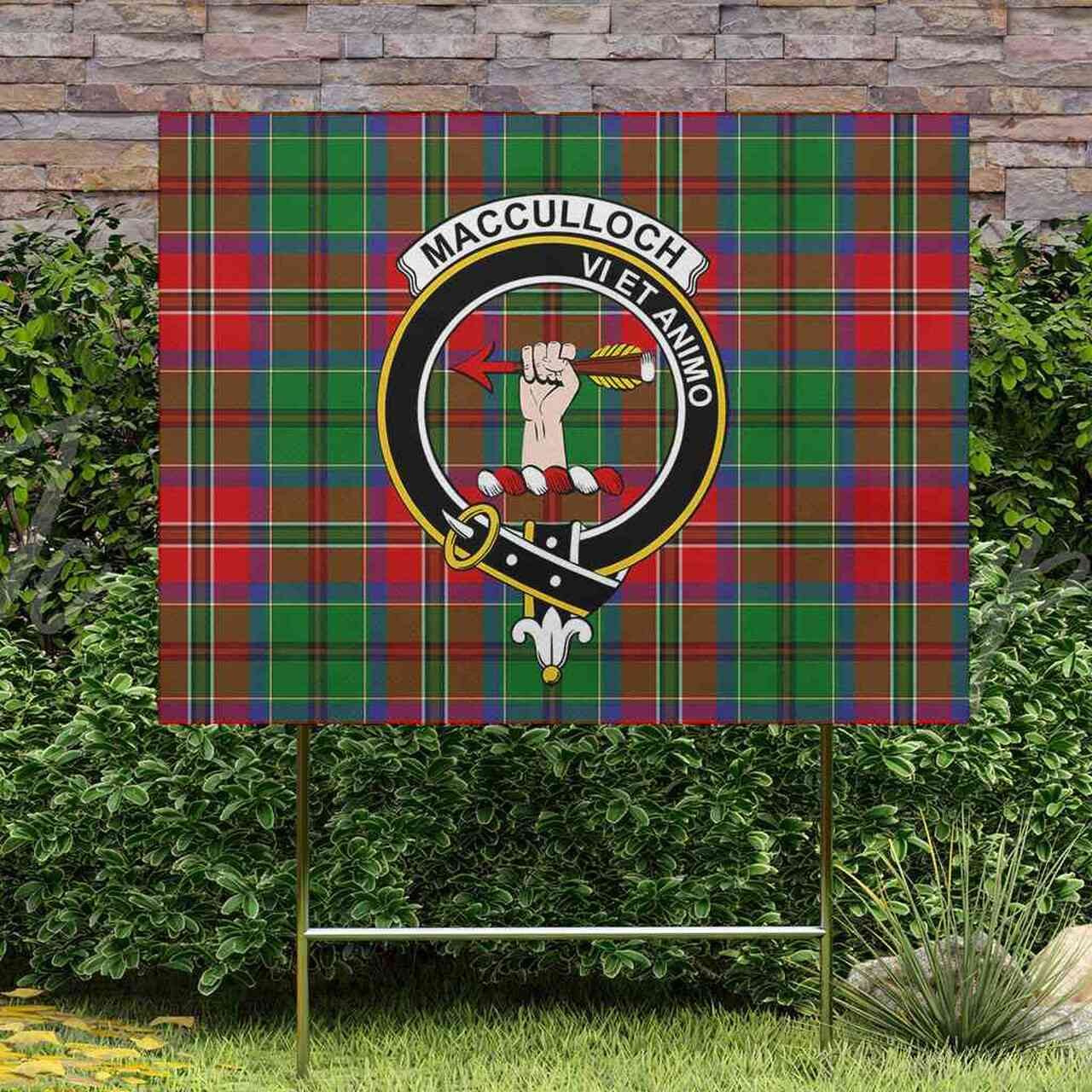 MacCulloch Tartan Crest Black Garden Flag - Gold Thistle Style main image 1