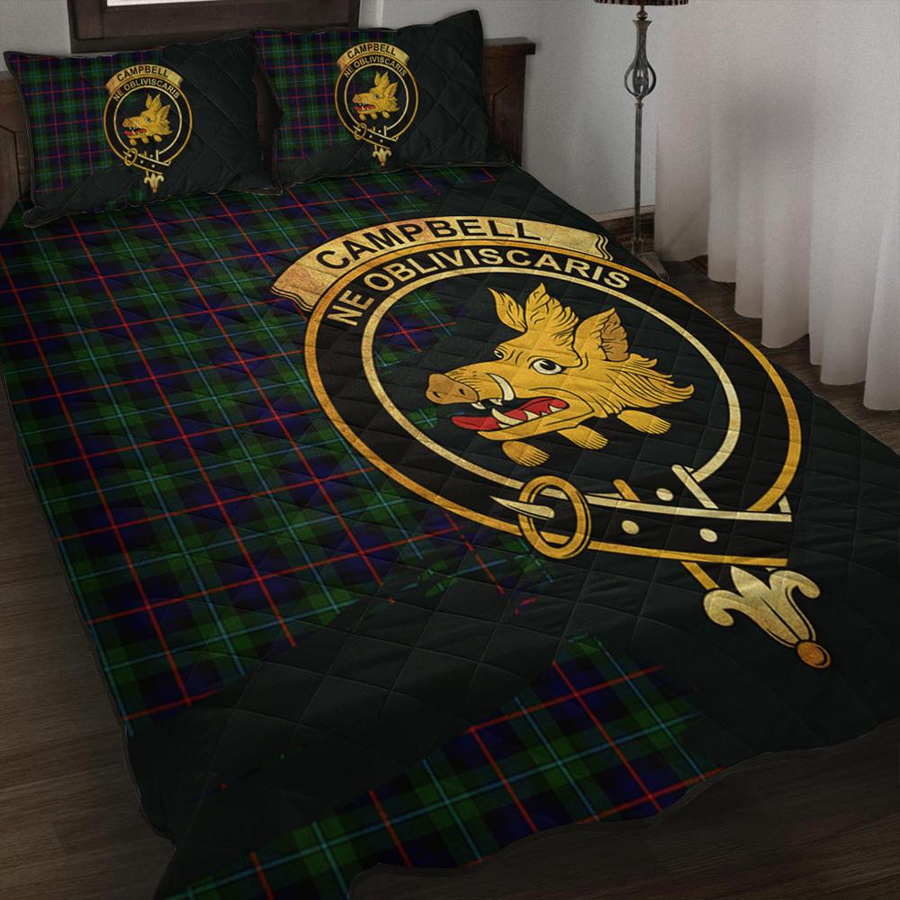 Home Modern Tartan Crest Premium Quilt - Gold Thistle Style main image 1