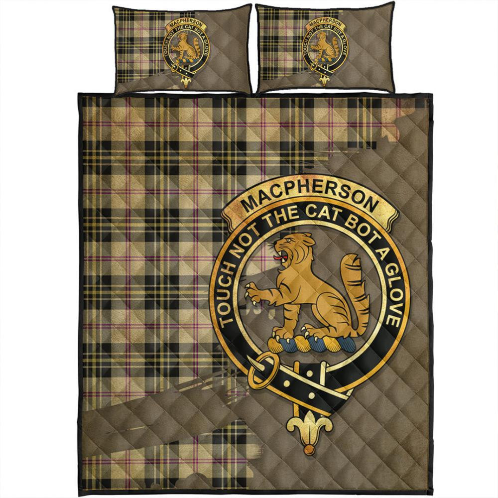 Menzies Black & White Ancient Tartan Crest Premium Quilt Oldest Style
