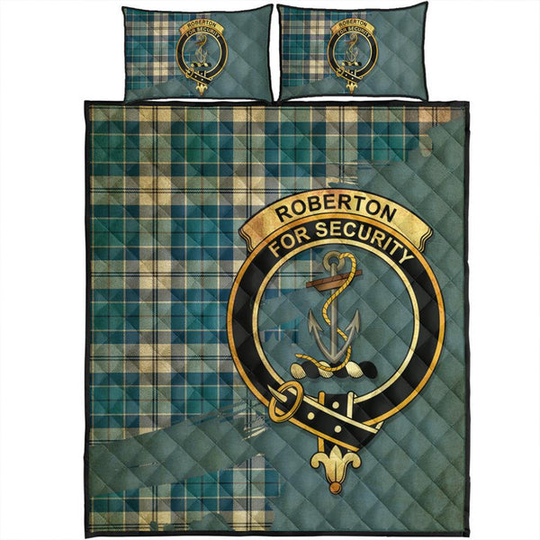 Roberton Tartan Crest Quilt Bed Set Oldest Style