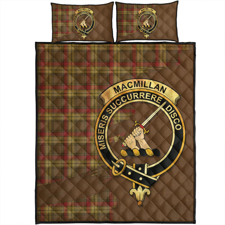 MacMillan Old Weathered Tartan Crest Quilt Bed Set Oldest Style