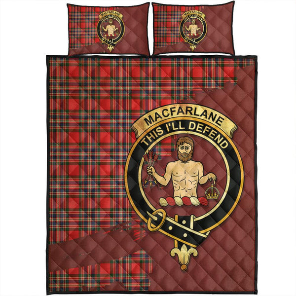 MacFarlane Modern Tartan Crest Quilt Bed Set Oldest Style