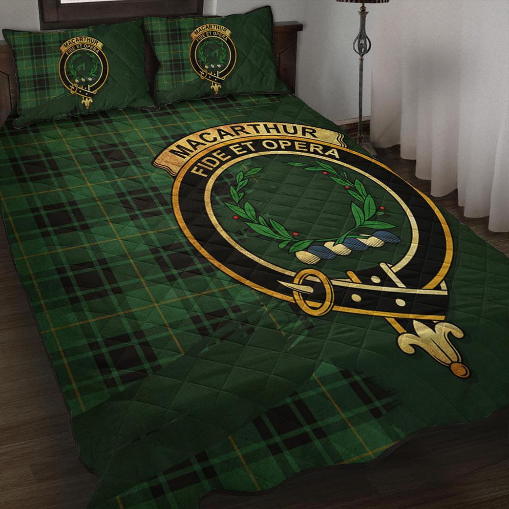 Morrison Ancient Tartan Crest Premium Quilt - Gold Thistle Style main image 1