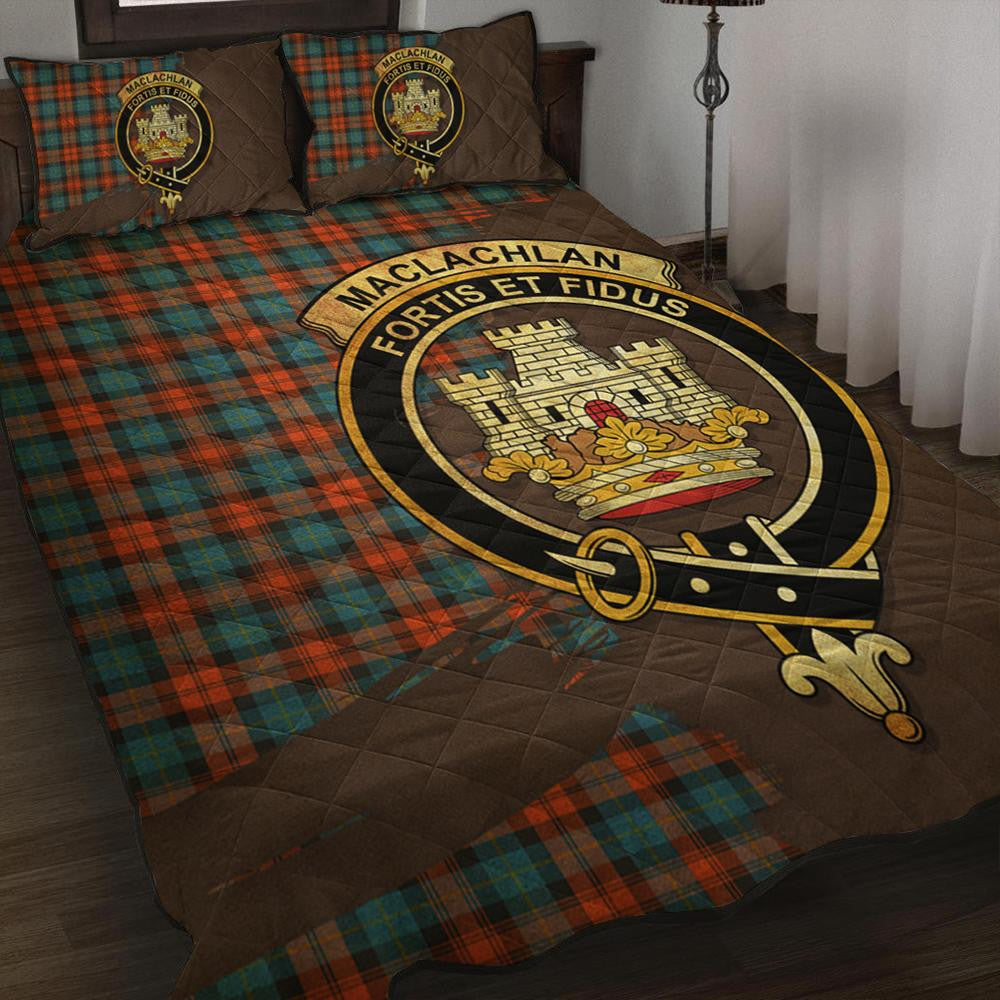 Belshes Tartan Crest Premium Quilt - Celtic Thistle Style