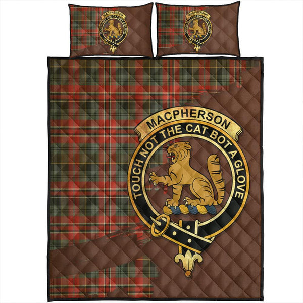 MacPherson Weathered Tartan Crest Quilt Bed Set Oldest Style
