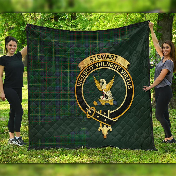 Stewart Hunting Modern Tartan Crest Premium Quilt Oldest Style
