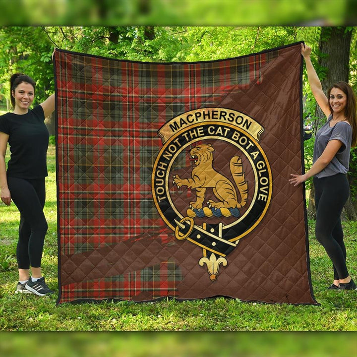 MacPherson Weathered Tartan Crest Premium Quilt Oldest Style