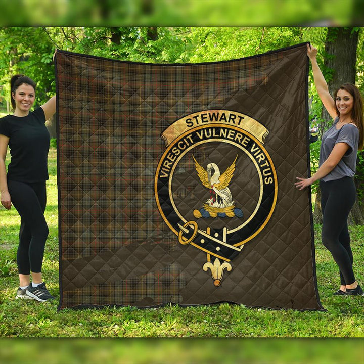 Stewart Hunting Weathered Tartan Crest Premium Quilt Oldest Style