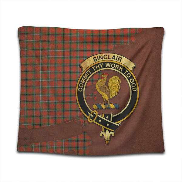Sinclair Ancient Tartan Crest Tapestry Oldest Style