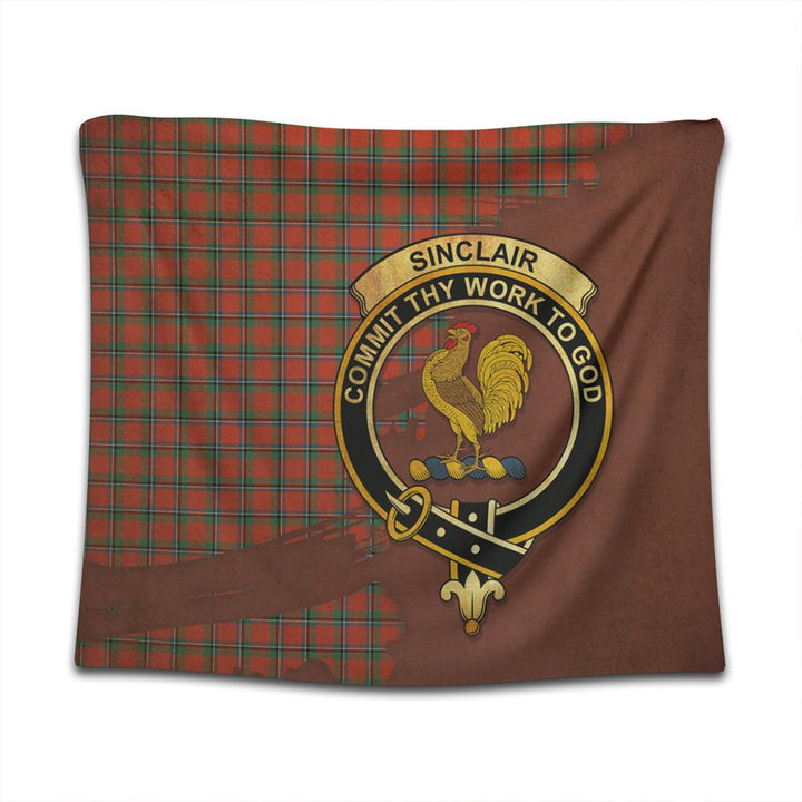 Sinclair Ancient Tartan Crest Tapestry Oldest Style