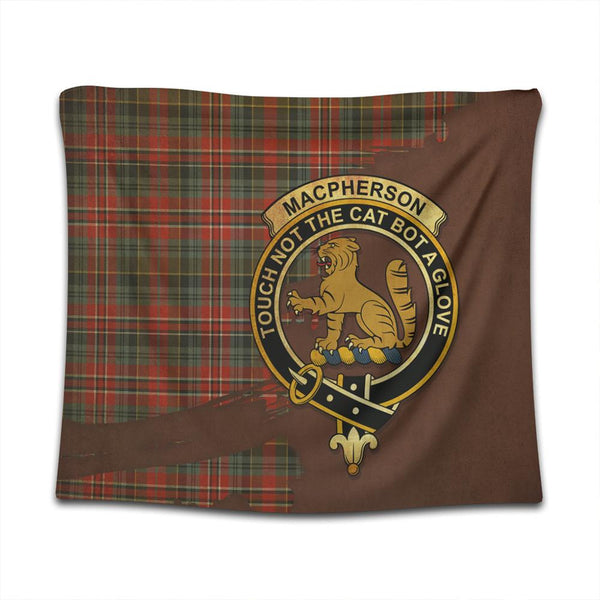 MacPherson Weathered Tartan Crest Tapestry Oldest Style