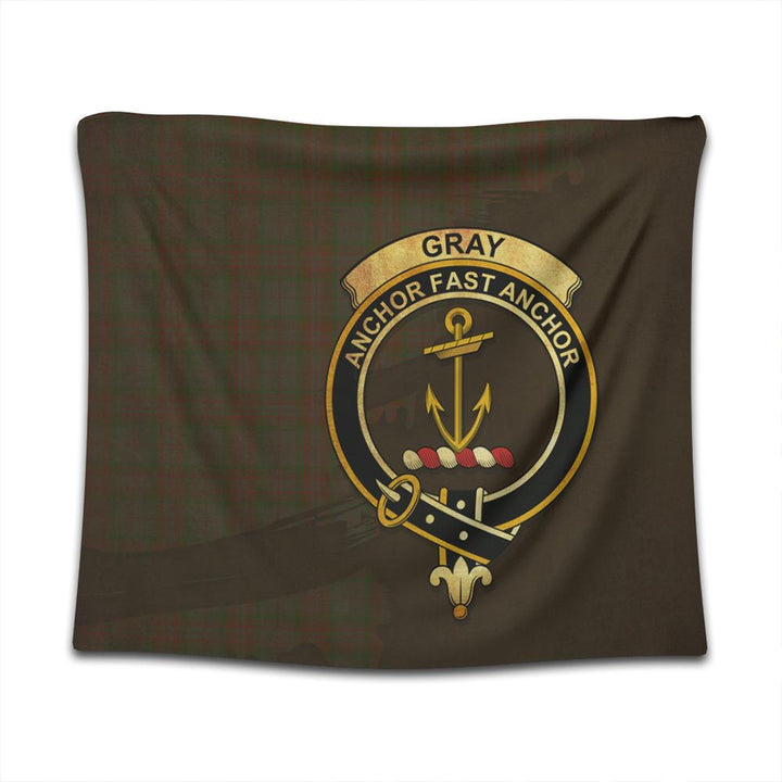 Gray Hunting Tartan Crest Tapestry Oldest Style