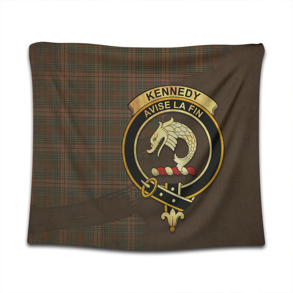 Kennedy Weathered Tartan Crest Tapestry Oldest Style
