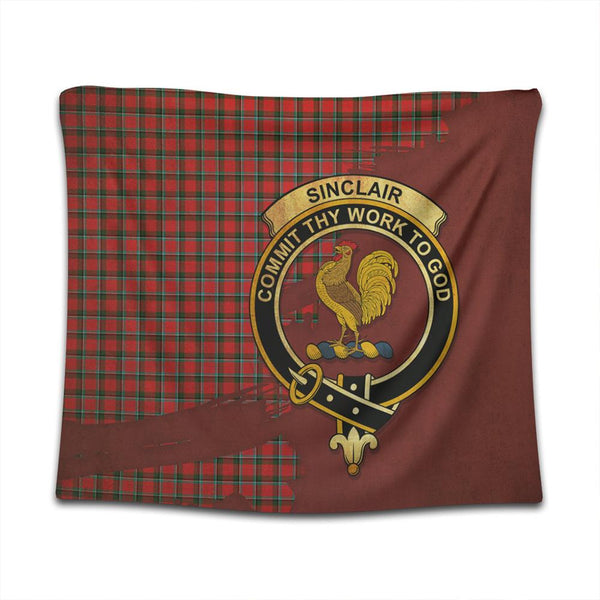 Sinclair Modern Tartan Crest Tapestry Oldest Style