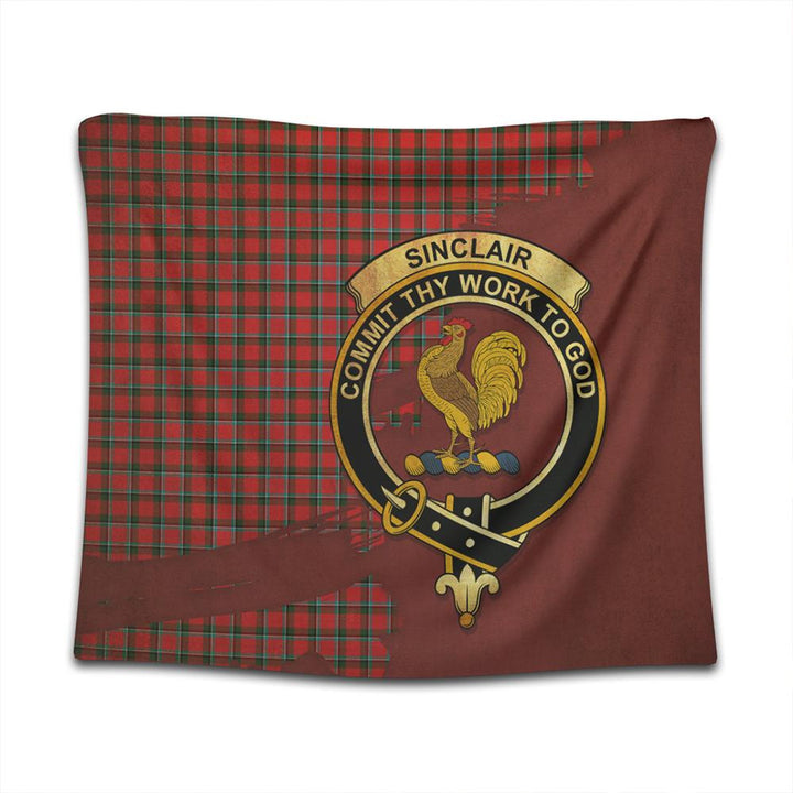 Sinclair Modern Tartan Crest Tapestry Oldest Style