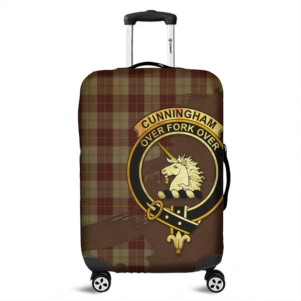Cunningham Burgundy Dancers Tartan Crest Luggage Cover Oldest Style