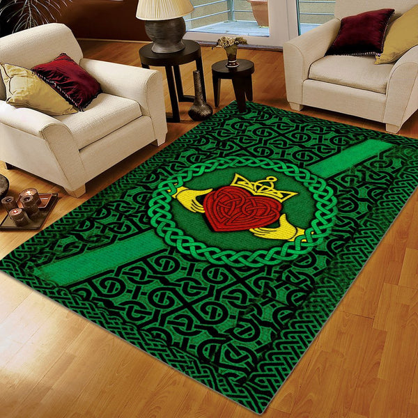 Celtic Area Rug, Celtics Rug, Proud Irish Heritage Printing Floor Mat Carpet, Celtic Irish Heart Rug, Gifts for Celtic