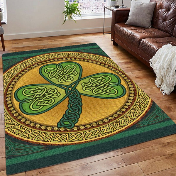 Shamrock Rug, Celtics Printing Floor Mat Carpet, Celtic Rug, Proud Irish Heritage Area Rug, Shamrock Celtic Irish Rug, Gifts for Shamrock