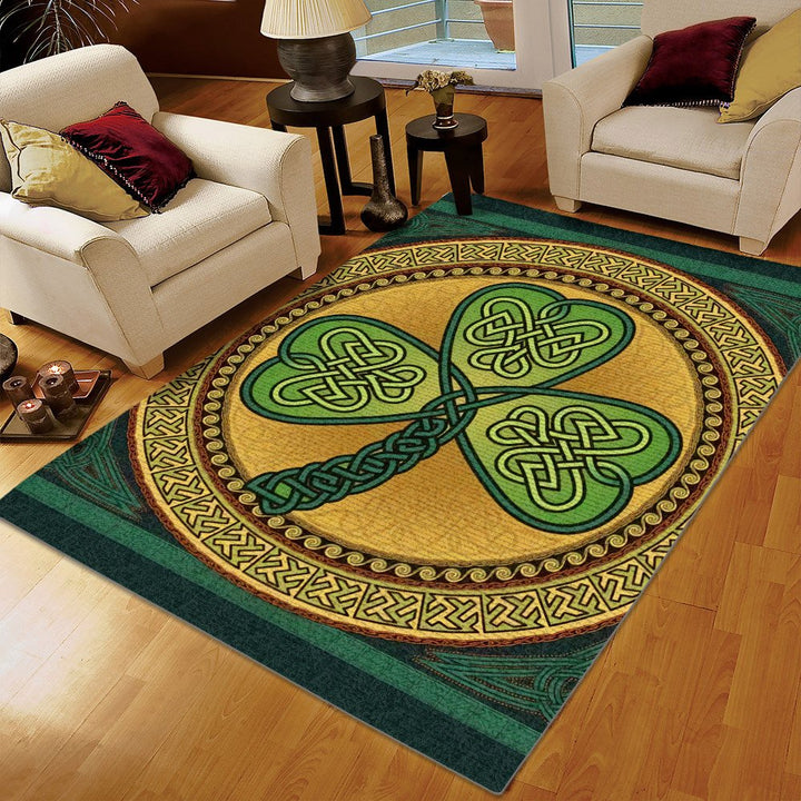 Shamrock Rug, Celtics Printing Floor Mat Carpet, Celtic Rug, Proud Irish Heritage Area Rug, Shamrock Celtic Irish Rug, Gifts for Shamrock