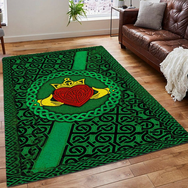 Celtic Art Rug, Proud Irish Heritage Women Printing Floor Mat Carpet, Celtic Area Rug, Celtic Irish Heart Rug, Gifts for Irish