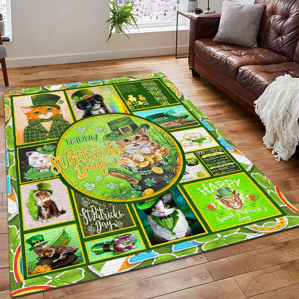 Cat Tracks Printing Floor Mat Carpet, Proud Irish Heritage Women Rug, Cat Irish St. Patrick'S Day Rug, Gifts for Cat