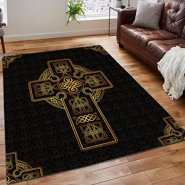 Celtics Printing Floor Mat Carpet, Rope Knot Rug, Irish Area Rug, Irish Celtic Cross Celtic Knot Rug, Gifts for Knot