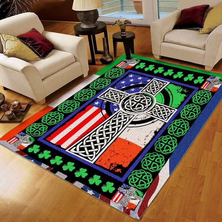 Irish Rug, Proud Irish Heritage Printing Floor Mat Carpet, Proud Irish Heritage Women Area Rug, Patrick Cross Irish Flag Rug, Gifts for Cross