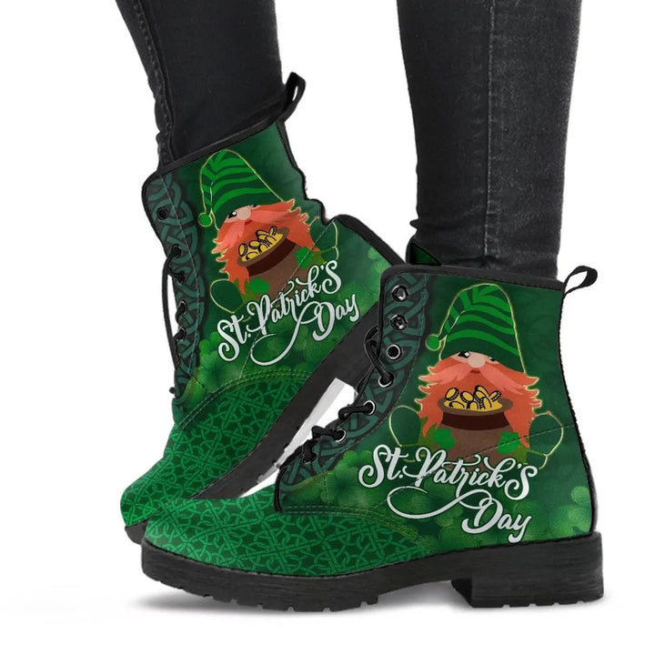 St. Patrick's Day Leather Boot - Leprechaun Irish Gnomes with Pot O' Gold