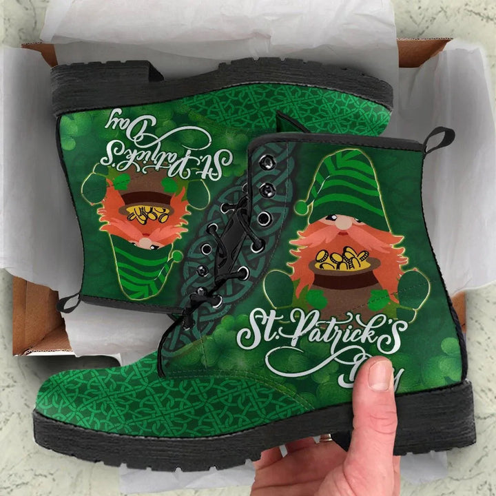 St. Patrick's Day Leather Boot - Leprechaun Irish Gnomes with Pot O' Gold