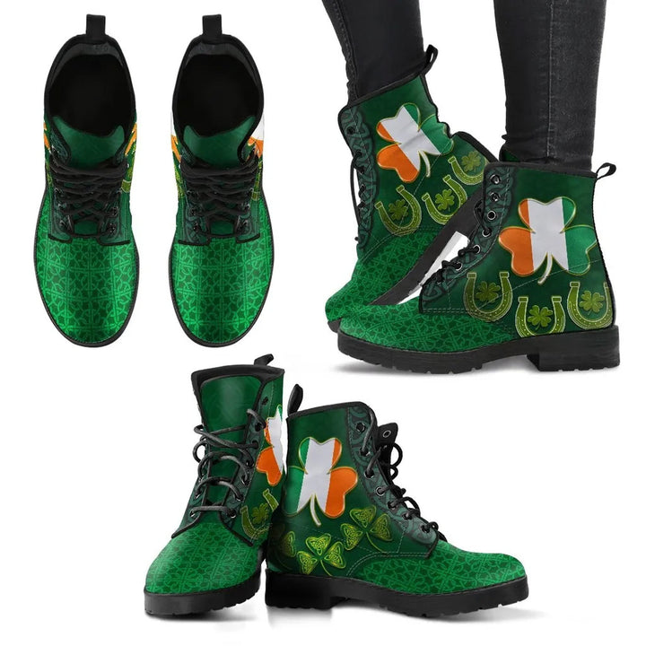 Irish St. Patrick's Day Leather Boot - Ireland Shamrock