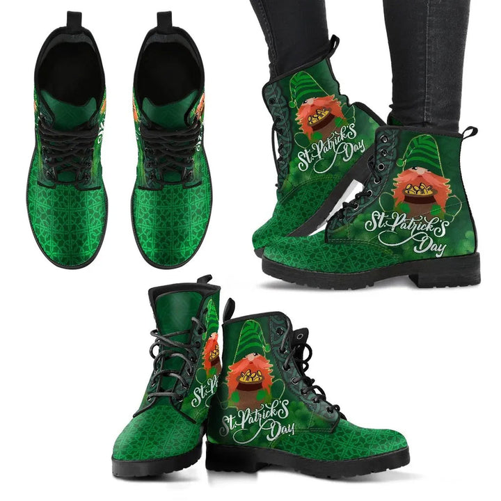 St. Patrick's Day Leather Boot - Leprechaun Irish Gnomes with Pot O' Gold