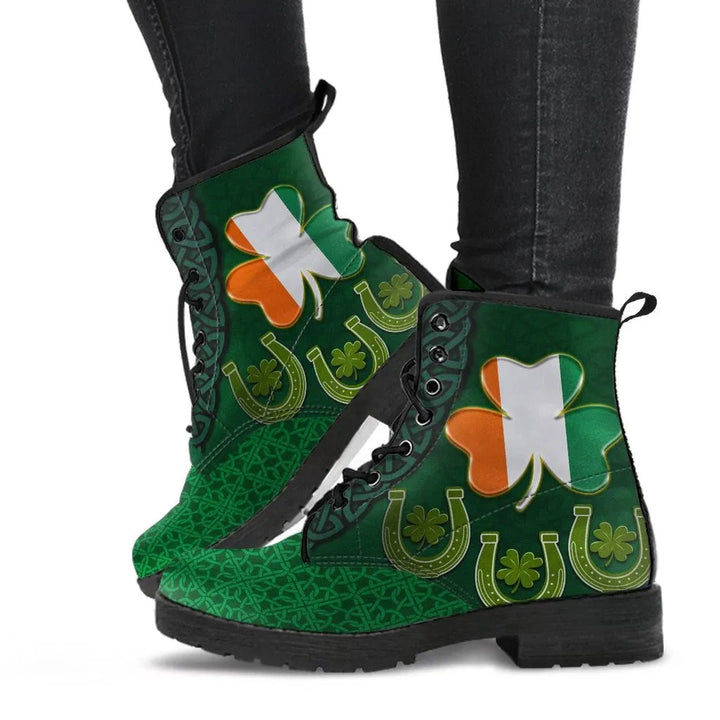 Irish St. Patrick's Day Leather Boot - Ireland Shamrock