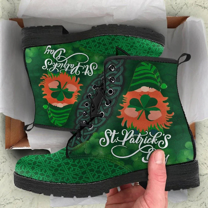 St. Patrick's Day Leather Boot - Leprechaun Irish Gnomes with Shamrock