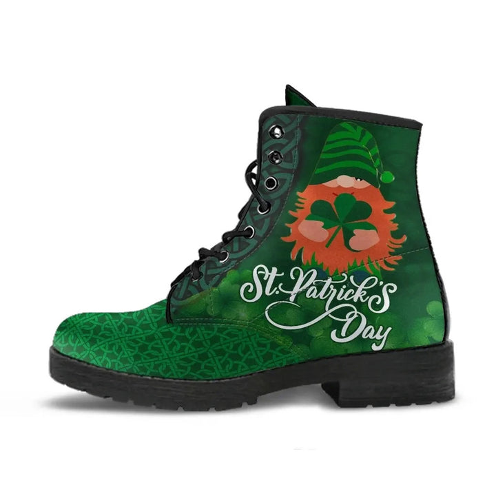 St. Patrick's Day Leather Boot - Leprechaun Irish Gnomes with Shamrock