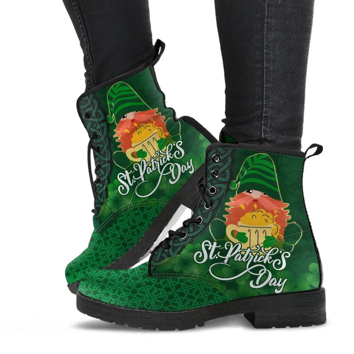 St. Patrick's Day Leather Boot - Leprechaun Irish Gnomes with Beer Mugs