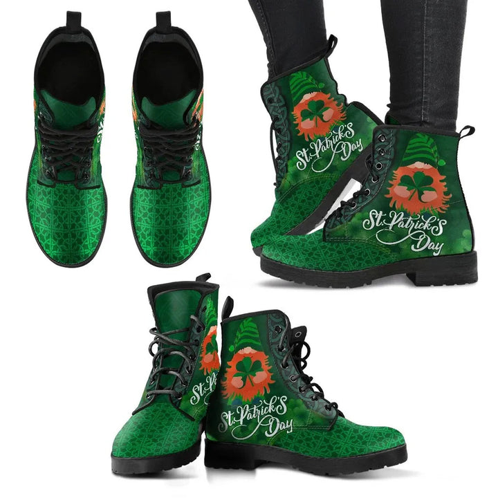 St. Patrick's Day Leather Boot - Leprechaun Irish Gnomes with Shamrock