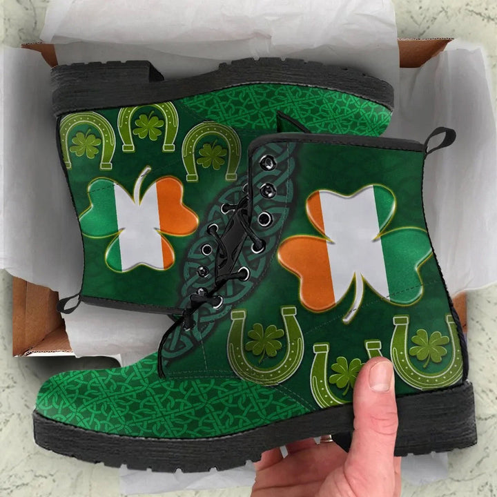 Irish St. Patrick's Day Leather Boot - Ireland Shamrock