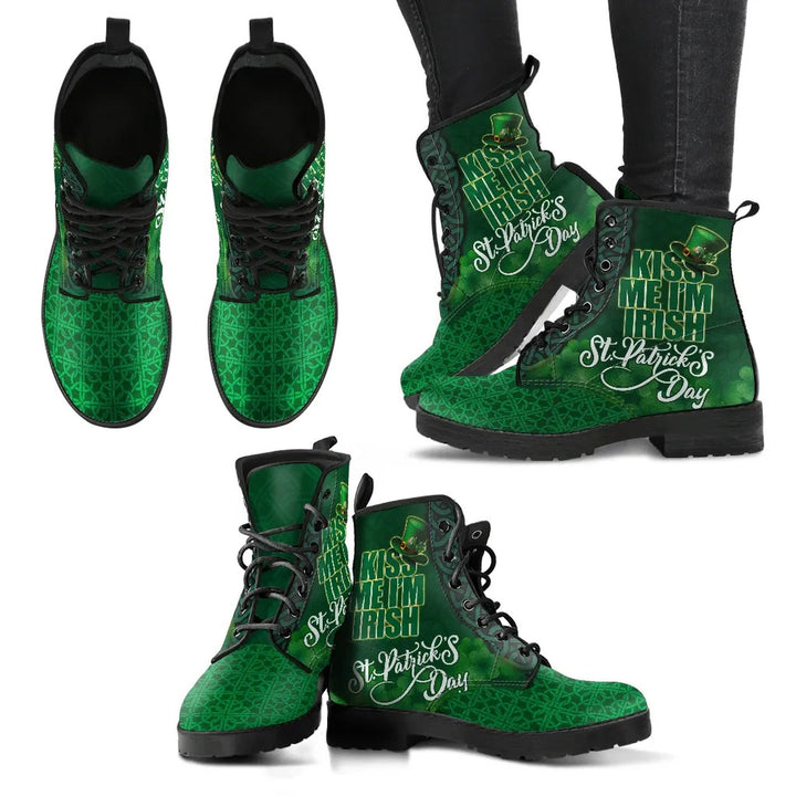 St. Patrick's Day Leather Boot - KISS ME I'M IRISH