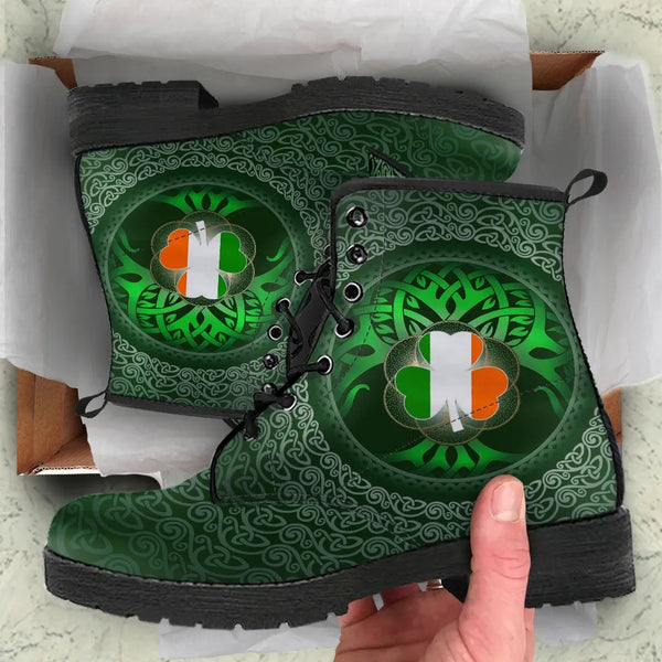 Ireland Celtic Leather Boots - Irish Shamrock & Tree of Life