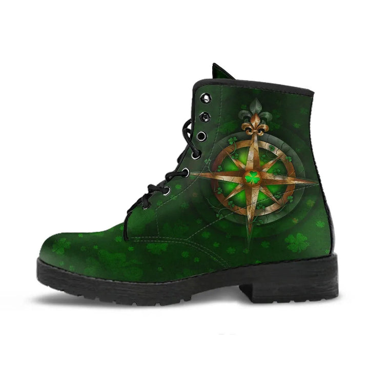 Ireland Leather Boots��- Celtic Irish Compass & Shamrock